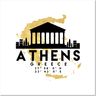 Athens Greece Skyline Map Art Posters and Art